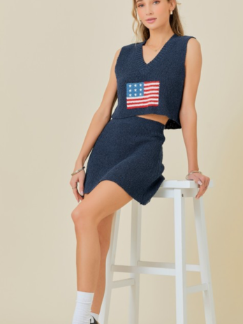 Fourth Of July USA Preppy Skirt Set