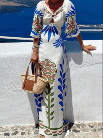 Key Hole Floral Maxi Dress