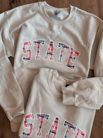 Red Plaid Ohio State Crewneck Sweatshirt