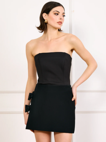 Black Ella Bow Mini Skirt