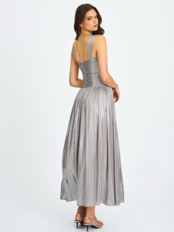 Silver Glitter Drop Waist Maxi Dress