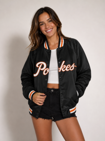 Oklahoma State Satin Letterman Bomber Jacket