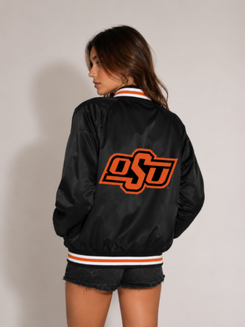 Oklahoma State Satin Letterman Bomber Jacket