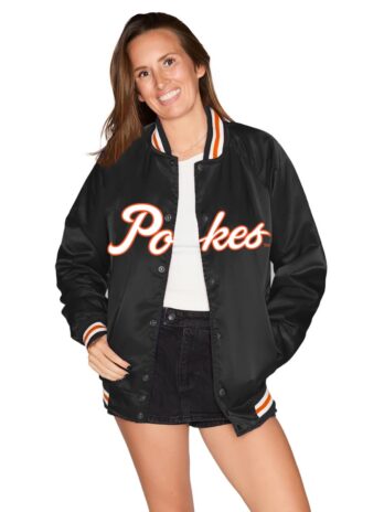 Oklahoma State Satin Letterman Bomber Jacket