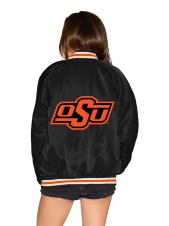 Oklahoma State Satin Letterman Bomber Jacket