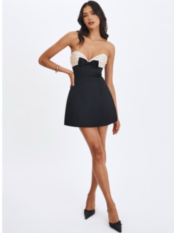 Black and White Polka Dot Sweetheart Mini Dress