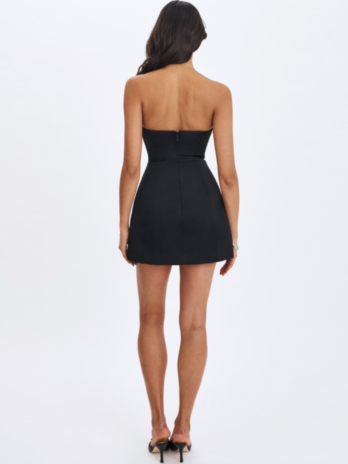 Black and White Polka Dot Sweetheart Mini Dress