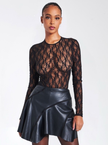 Black Lace Long Sleeve Bodysuit