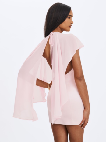 Tulip Pink Asymmetrical Cape Mini Dress