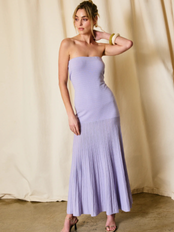 Lilac Ribbed Tube Dress