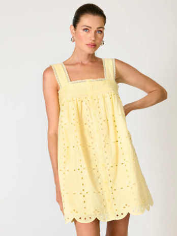 Yellow Eyelet Button Down Dress