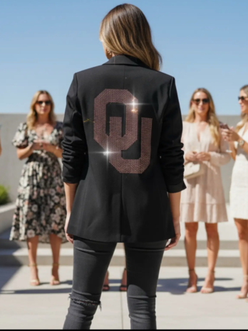OU Rhinestone Ruched Blazer