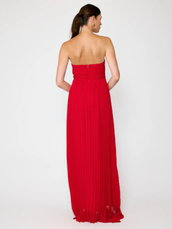 Red Caroline Pleated Dress
