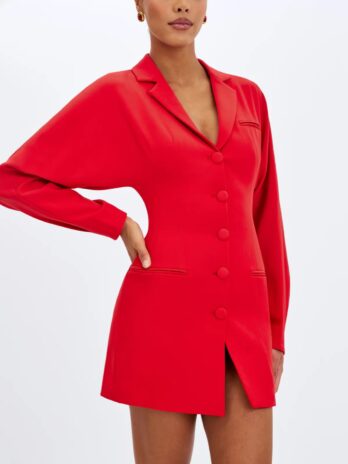 Blythe Cherry Red Batwing Blazer Mini Dress