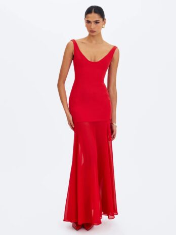 Verona Scoop Neck Flared Maxi Dress
