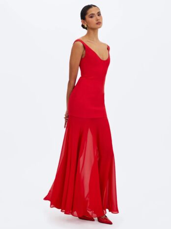 Verona Scoop Neck Flared Maxi Dress