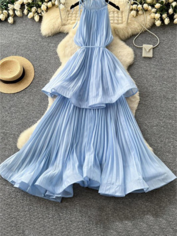Blue Ruffle Maxi Dress