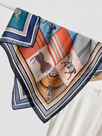 Orange Show Horse Reversible Square Double Sided Scarf