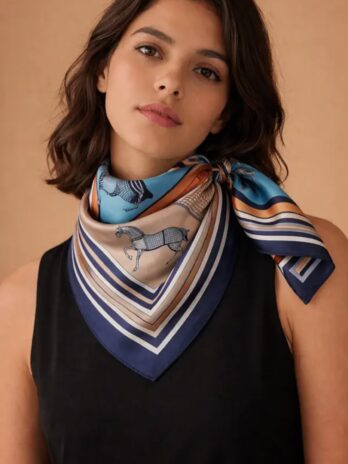 Orange Show Horse Reversible Square Double Sided Scarf