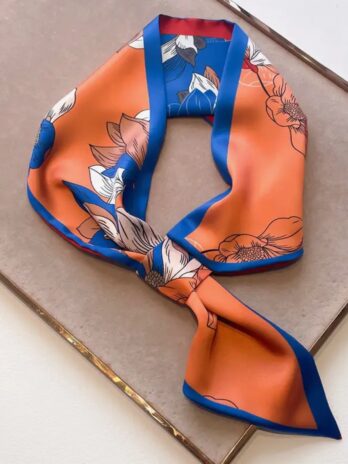 Orange / Blue Floral Loop Scarf