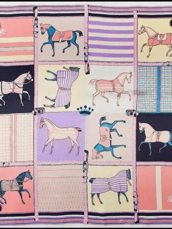 Equestrian Pink Trotting Horse Scarf