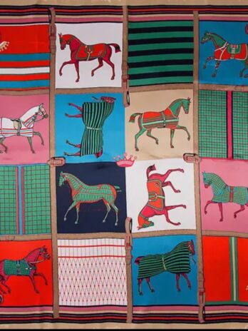 Equestrian Red Trotting Horse Scarf