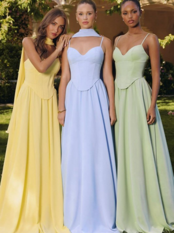 Yellow Formal Sash Scarf Maxi Dress