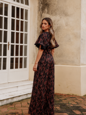 Black Floral Two Piece Pants Set